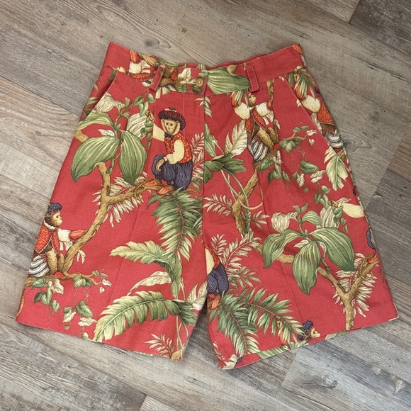 Chris Kellogg Tropical Red Monkey Print Men's Shorts size 6 - Picture 1 of 8